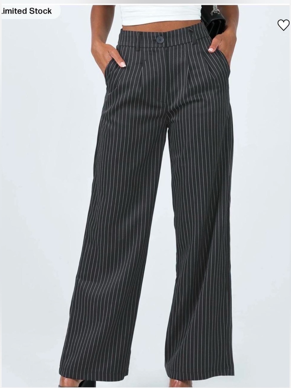 Princess Polly Black Pinstripe Straight Leg Pants